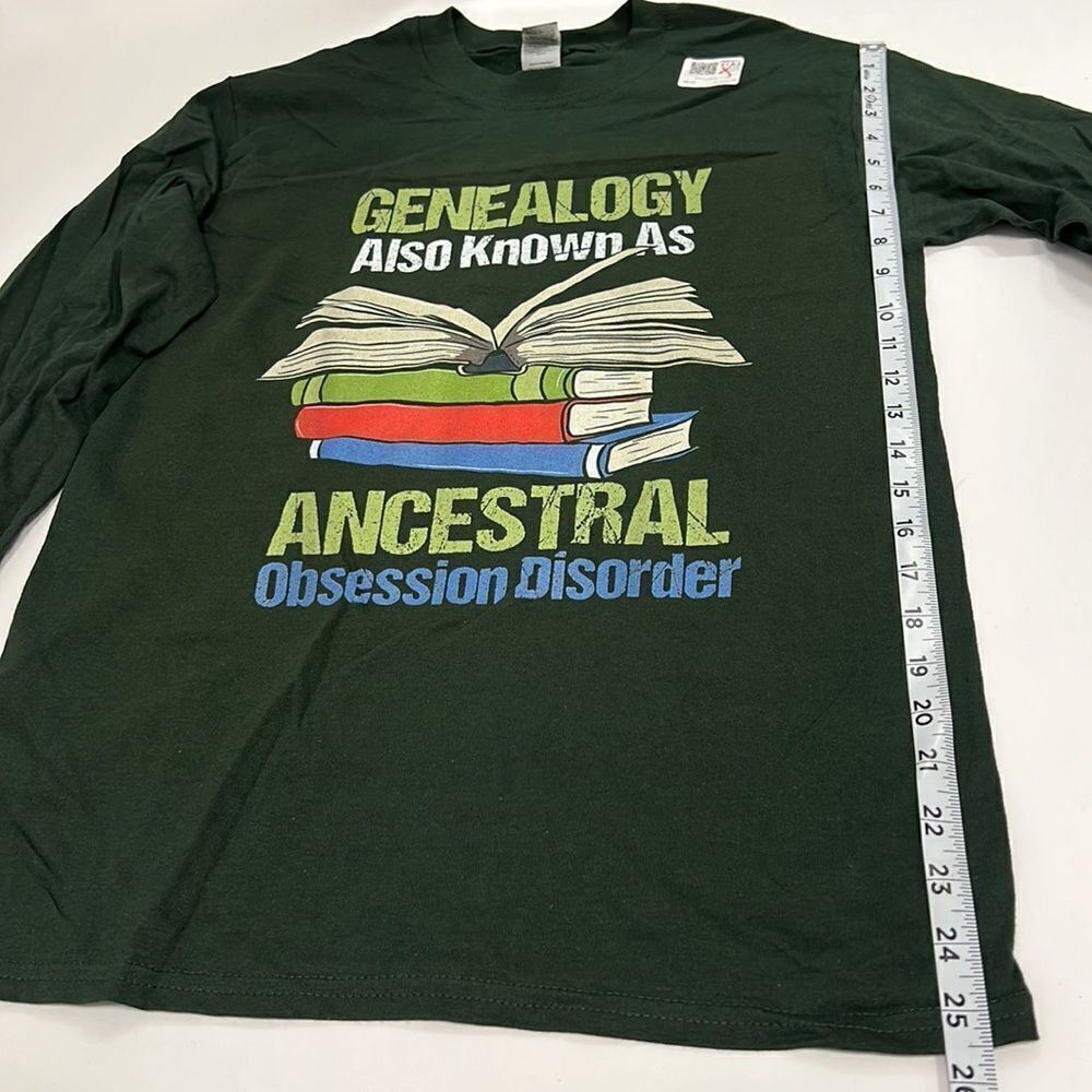 Genealogy. Also Known as Ancestral Obsession Disorder Green Long Sleeve Small - Picture 5 of 7